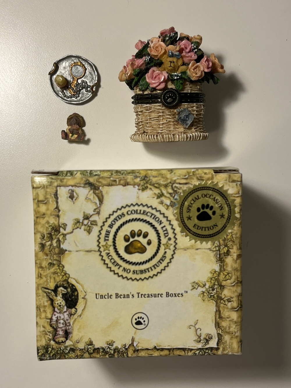 Uncle Bean's Treasure Boxes Pinkie's Flower Basket with Rose McNibble